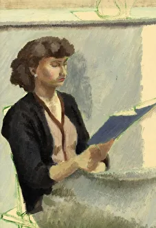 Shirley Jane Prints: Seated woman reading, c1953. Creator: Shirley Markham