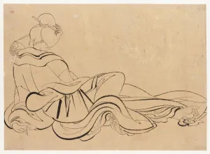 Itching Prints: Seated woman scratching her head, late 18th-early 19th century. Creator: Hokusai