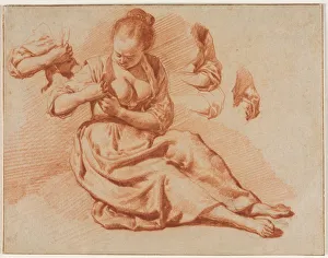 Seated Woman Searching for Fleas, c. 1671. Creator: Adriaen van de Velde (Dutch, 1636-1672)