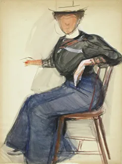 Thome Verner Prints: Seated woman, sketch, 1905. Creator: Verner Thome