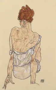 Schiele Prints: Seated woman in underwear, 1917. Creator: Schiele, Egon (1890-1918)