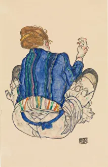 Schiele Prints: Seated Woman, Back View, 1917. Creator: Egon Schiele
