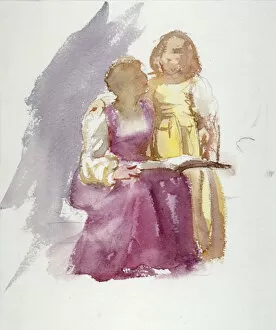 Guildhall Library Art Gallery: Seated Woman and a Young Girl, c1864-1930. Artist: Anna Lea Merritt