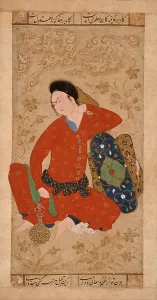 Bolster Prints: Seated Youth Leaning on a Bolster, c1605. Creator: Unknown