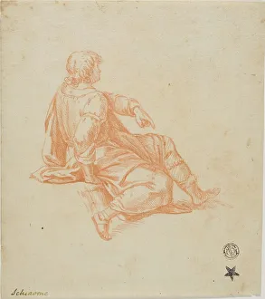 Andrea Schiavone Prints: Seated Youth in Profile, 18th century. Creators: Unknown, Andrea Schiavone