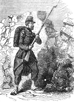 Sevastopol Ukraine Prints: Sebastopol; A Sentinel in Ambush. 1854. Creator: Unknown