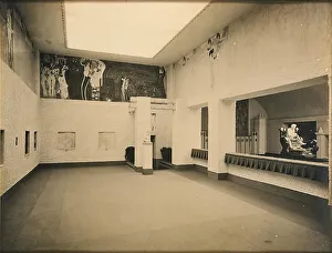 Secession. Main room with the Beethoven frieze by Gustav Klimt and Max Klinger's Beethoven... 1902. Creator: Unknown photographer