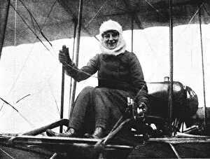 Brett Gallery: The second British woman pilot: Mrs. de Beauvoir Stocks in her Farman biplane, 1911 (1933)