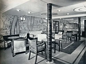 Smoking Room Prints: Second Class Smoking Room on board Victoria, 1931