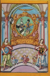 Crest Prints: Second Frontispiece with the Derrer Coat of Arms; Genealogy of the Derrer Family