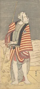 Hanataka Koshiro Prints: The Second Ichikawa Komazo as a Boatman Standing on the Deck of a Barge, ca