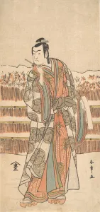 Ichikawa Monnosuke Prints: The Second Ichikawa Monnosuke as a Man of High Rank Standing in the Snow