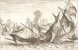 De Medici Ferdinando I Gallery: The Second Naval Battle, c. 1614. Creator: Jacques Callot