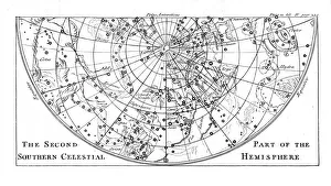 Second part of the star chart of the Southern Celestial Hemisphere showing constellations, 1747
