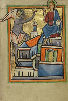 Illumination Painting Prints: The Second Temptation, about 1190-1200. Creator: Unknown