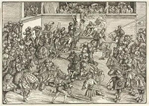 Lucas Cranach Prints: The Second Tournament with the Tapestry of Sampson and the Lion