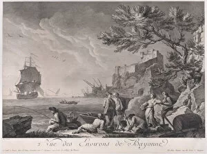 Fisherman Gallery: Second View of the Surroundings of Bayonne, ca. 1750-85. Creator: Jean Jacques Le Veau