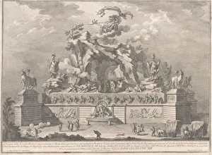 Etna Prints: The Seconda Macchina for the Chinea of 1767: Mount Etna with the Forge of Vulcan, 1767