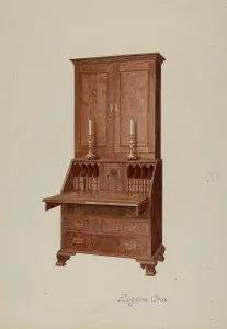 Linen Press Gallery: Secretary-desk Cabinet Top, c. 1937. Creator: Eugene Croe