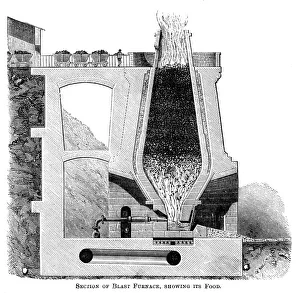 Metal Industry Prints: Section of a Blast Furnace, Showing its Food, c1880