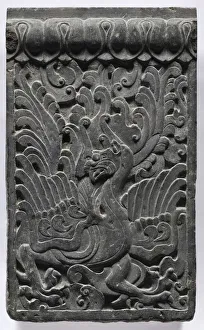 Limestone Prints: Section of a Coffin Platform: Phoenix, 550-577. Creator: Unknown