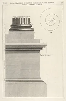 Piranesi Prints: Section of column base from the Temple of Fortuna Virilis (Tempio della Fortuna Virile)