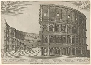 Colosseum Gallery: Section and elevation of the Colosseum in Rome, 1581. Creator