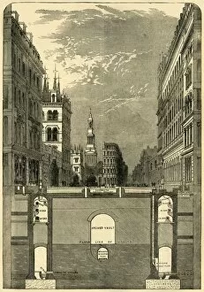 Cross Section Gallery: Section of the Holborn Viaduct, Showing the Subways, c1876. Creator: Unknown