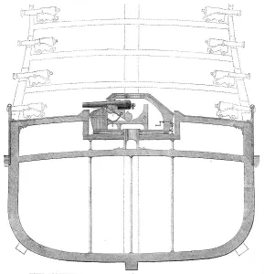 Section of a three-decker, showing Captain Coles's mode of altering the same into a shield... 1862. Creator: Unknown