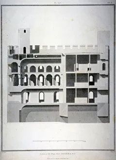 James Ii Prints: Section of the White Tower, Tower of London, from east to west, 1815
