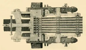 Equipment Prints: Sectional Plan of French Mitrailleuse, c1872. Creator: Unknown