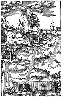 Sectional view of a German mine, 1556