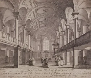 Sectional view of St Giles in the Fields, Holborn, London, 1753. Artist: Anthony Walker