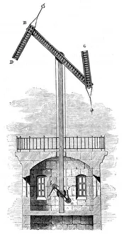 Signalling Prints: Sectional view of a telegraph tower for Claude Chappes semaphore, 1792, (c1870)