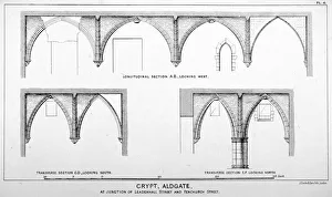 Emslie Prints: Sectional views of St Michaels Crypt, Aldgate Street, London, c1830(?). Artist