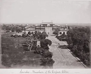 Bourne Samuel Prints: Secundra, Mausoleum of the Emperor Akbar, Late 1860s. Creator: Samuel Bourne