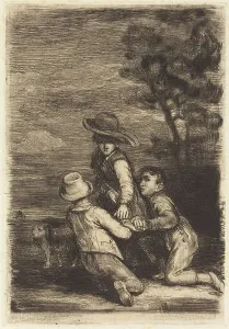 Chine Collé Prints: The Sedan Chair, c. 1815/1819. Creator: David Wilkie