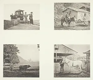 Collotype Gallery: The Sedan; A Military Officer; The Plough; A North China Pony, c. 1868