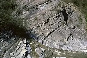 Sedimentary rocks showing their strata