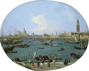 Gondolas Prints: Seen from the Bacino di San Marco in Venice, 1730-1740. Creator: Canaletto