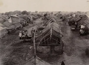 Accommodation Prints: A segregation camp during bubonic plague outbreak, Karachi, India, 1897. Creator: Unknown