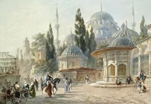 Bebek Gallery: The Sehzade Mosque in Constantinople. Artist: Flandin, Eugene-Napoleon (1803-1876)