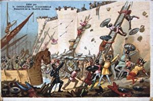Seige Gallery: Seige of Paris by the Normans, 19th Century. Colour Lithograph. Private collection