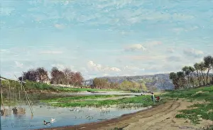Sloped Prints: On the Seine, 1860. Creator: Emile Lambinet