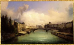 Connection Prints: The Seine and Ile de la Cite, seen from Pont Royal, 1855. Creator: Francois-Edme Ricois