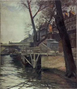 Pont Royal Prints: The Seine seen from Quai d'Orsay, 7th arrondissement, 1899. Creator: Eugene Trigoulet