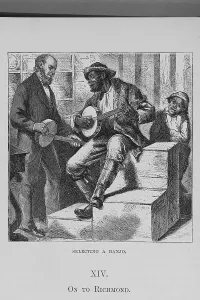 Banjo Player Prints: Selecting a banjo; [Richmond, Virginia], 1882. Creator: Unknown