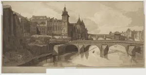 Selection of Twenty of the Most Picturesque Views in Paris: View of Pont au Change, 1802