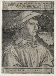 Self-Portrait, 1530. Creator: Heinrich Aldegrever (German, 1502-1555 / 61)
