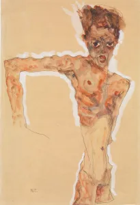 Schiele Prints: Self-Portrait, 1911. Creator: Egon Schiele